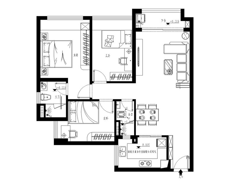 金地城南艺境97㎡三居室户型解析 北欧风装修案例