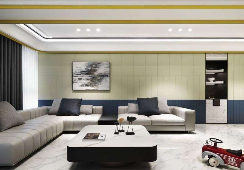 新古典风格设计，融入双色墙元素，让居室清新明亮