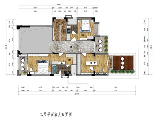 海逸豪庭263㎡别墅二楼平面布置图