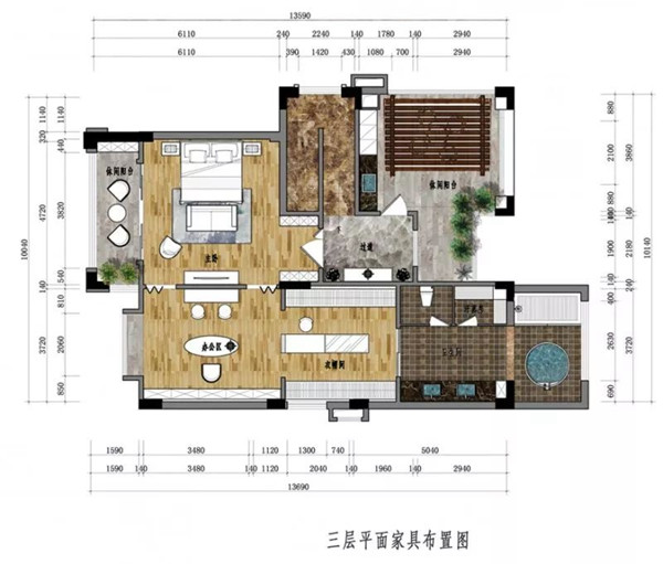 海逸豪庭263㎡别墅三楼平面布置图