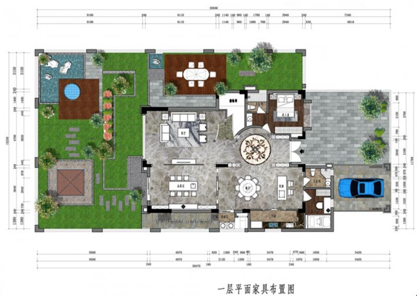 海逸豪庭263㎡别墅一楼平面布置图