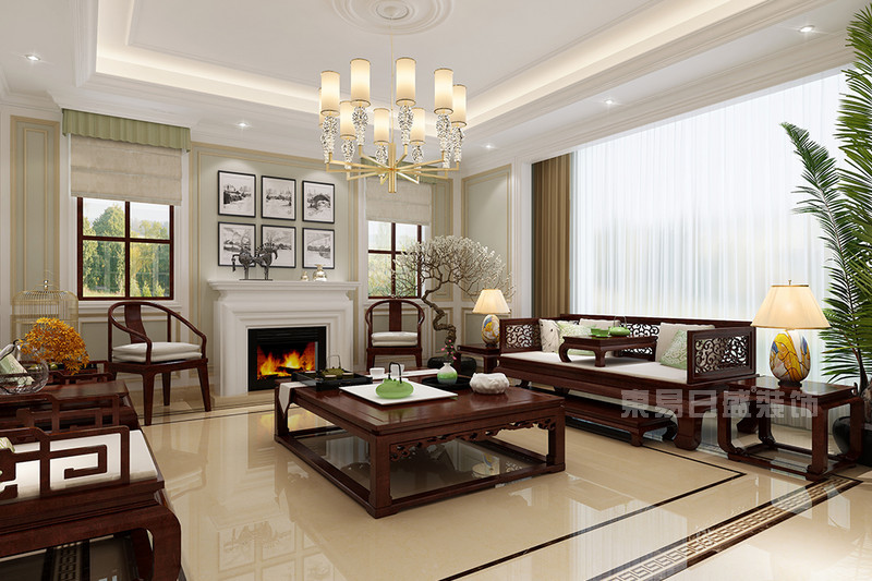 400平米新中式别墅装修效果图，给家人一个清爽的家居氛围