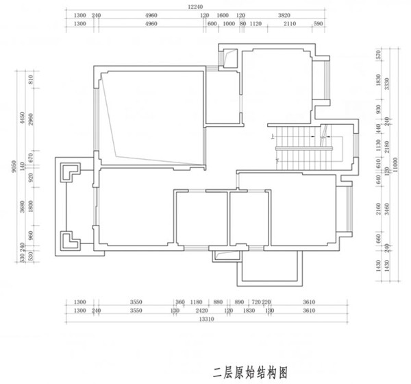 海逸豪庭322㎡别墅二层原始结构图
