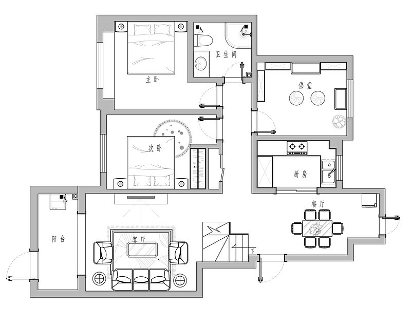 220平米别墅设计案例 简欧风格装修效果图