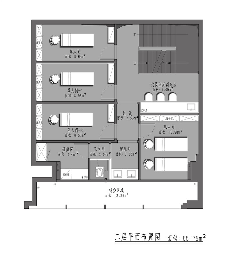 江宁美容院245㎡现代简约风格装修效果