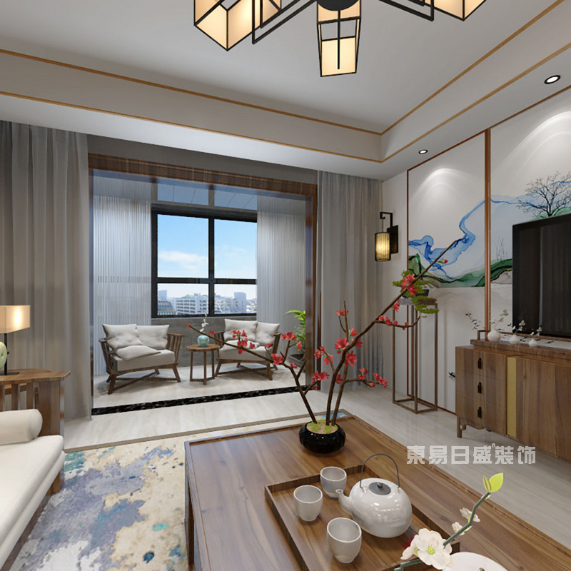 东易日盛新中式别墅客厅装修效果图