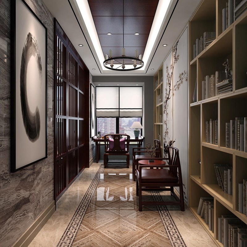 新中式别墅书房装修效果图