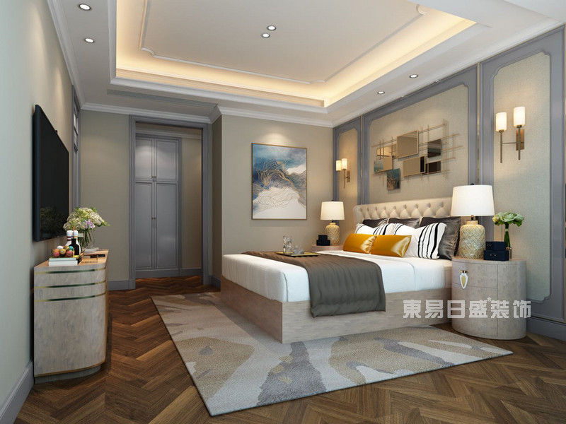 东易日盛装饰设计案例：新中式风格别墅卧室装修效果图