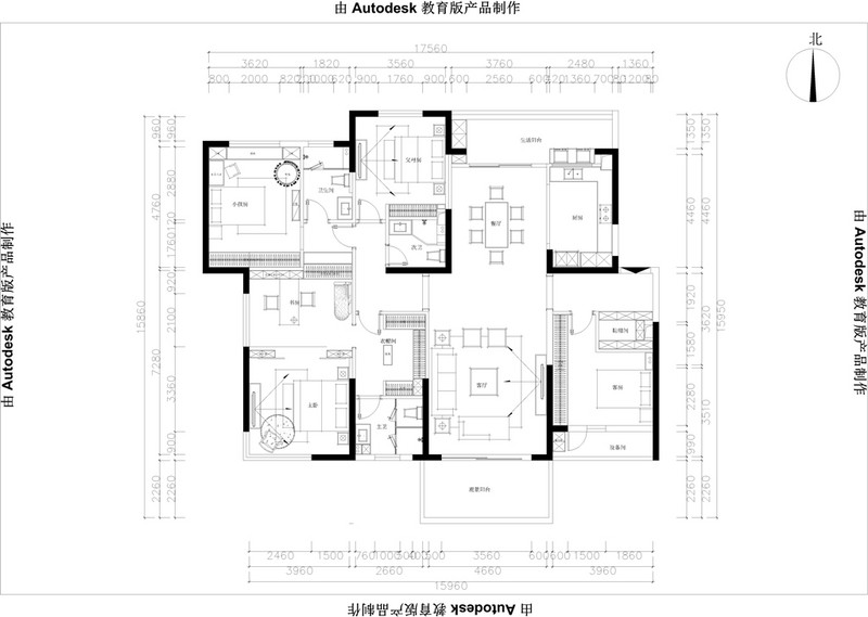 湘江壹号240平米新中式风格平层装修案例