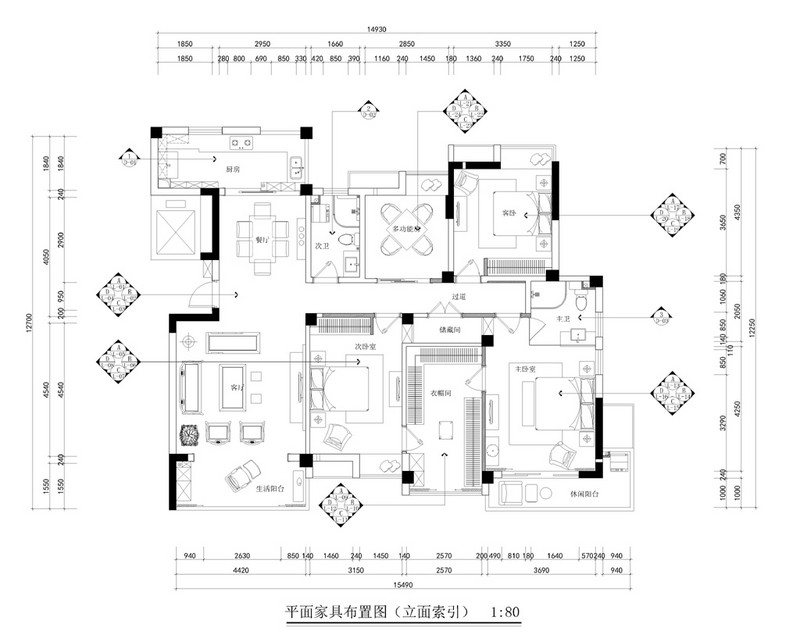 百步亭花园-新中式-180平米-五室两厅装修样板间