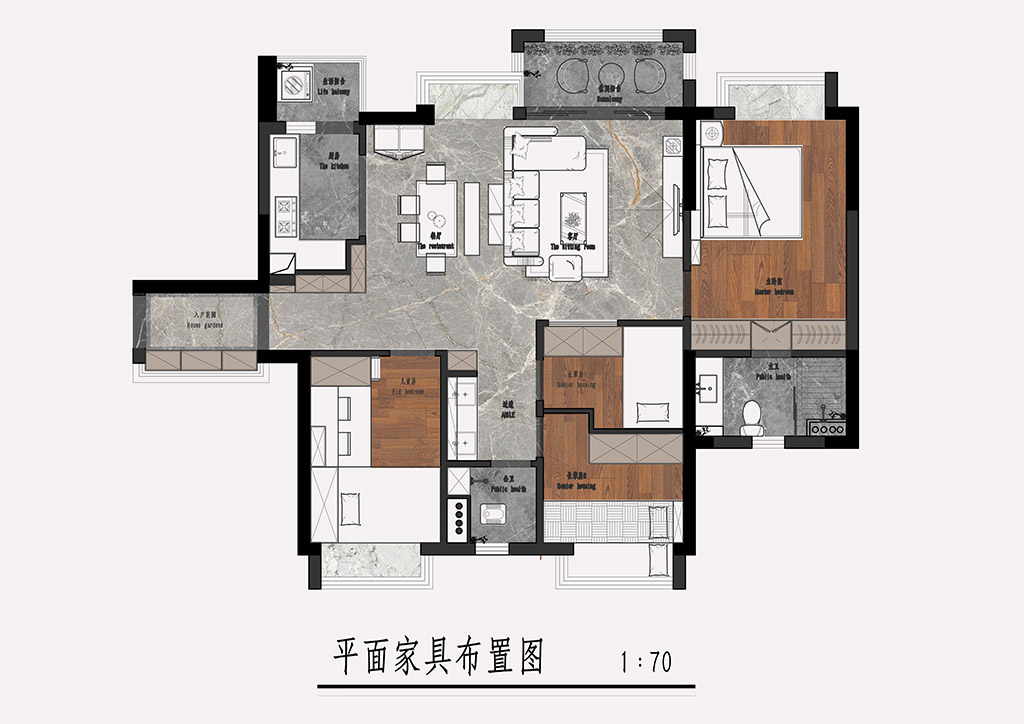 东城凯晟景园-117㎡三房现代新中式装修效果图