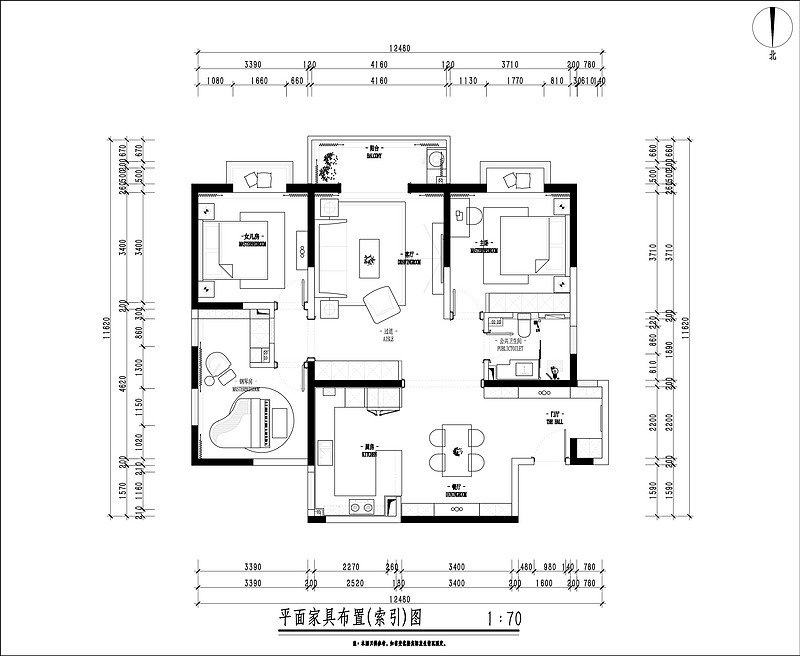 澳城大厦 法式风格装修效果图 三室两厅一厨两卫 110平米装修设计理念