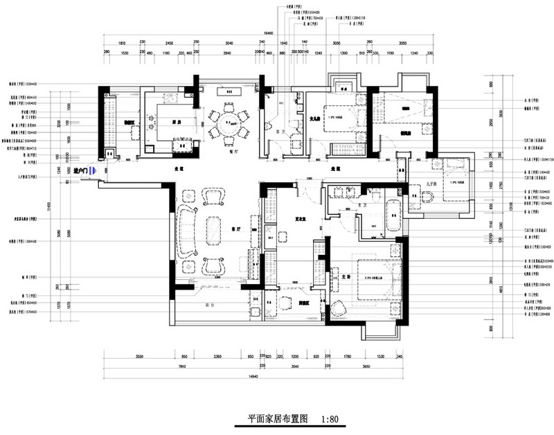 菩提苑-简欧风格-150平米-三室两厅