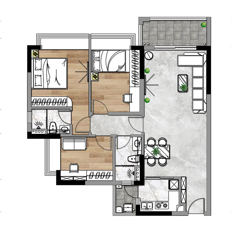 家和时代花园108㎡三居室户型解析 现代简约装修案例