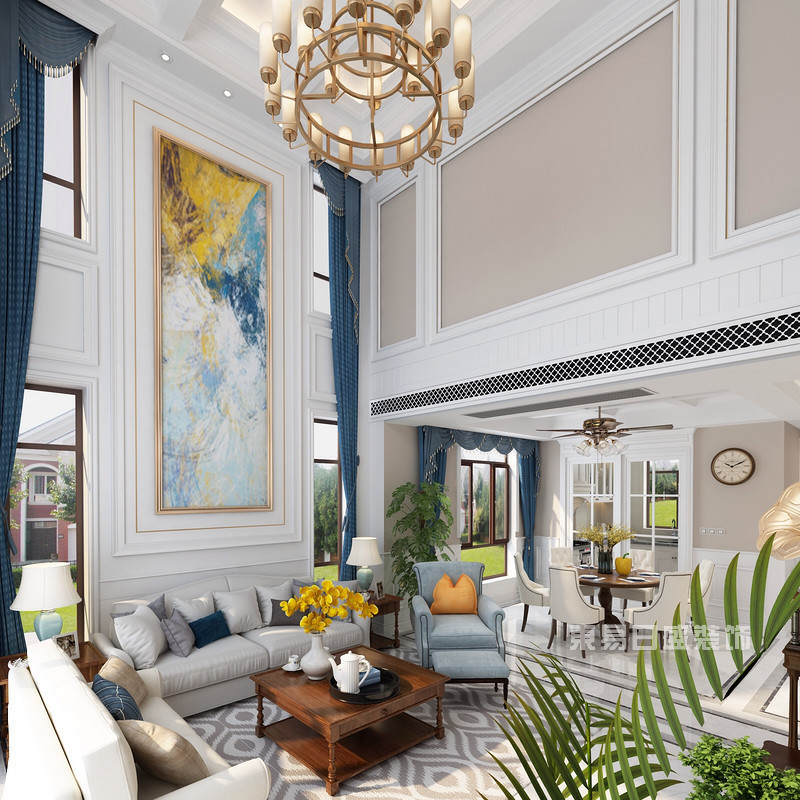 为什么美式别墅客厅装修设计效果图越来越受欢迎