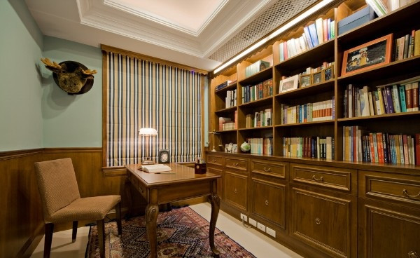 古典美式装修风格样板房-书房