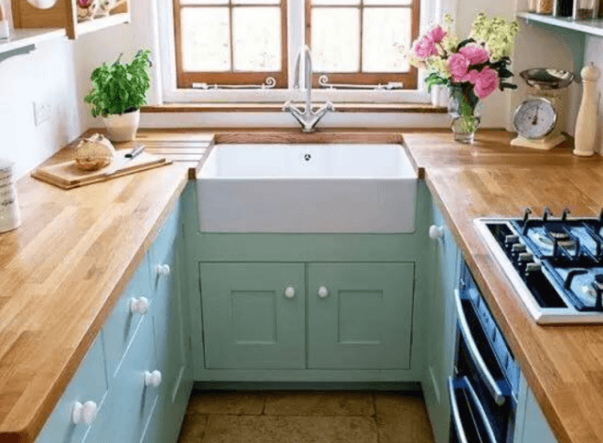 木质色的厨房台面颜色搭配效果图