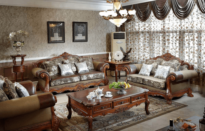 美式实木客厅沙发