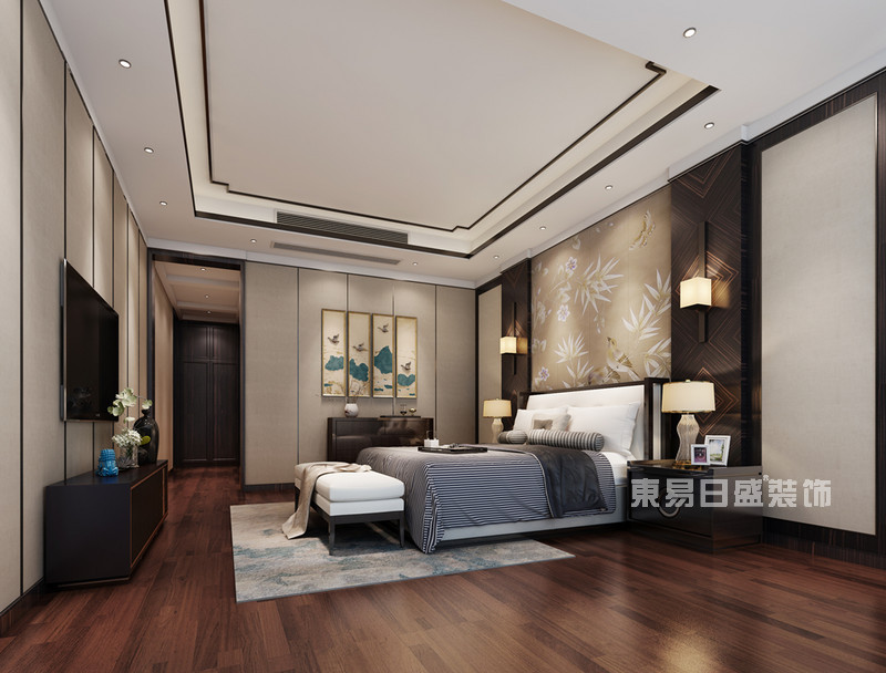 新中式风格-别墅卧室装饰-东易日盛