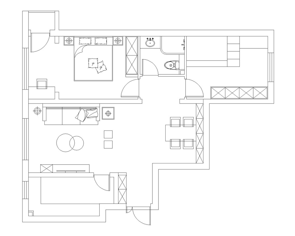 105平二居室户型图