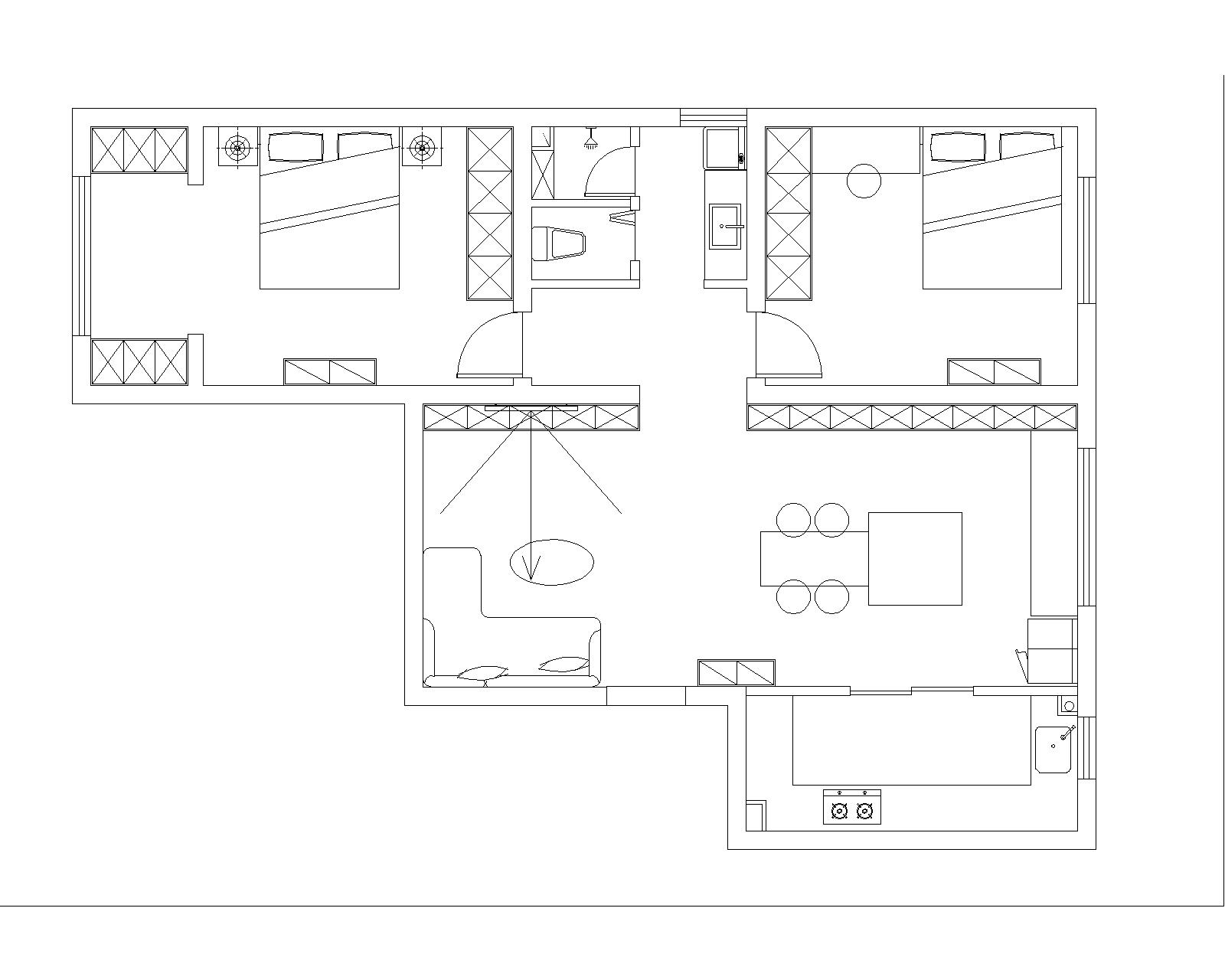 128平二居室户型图