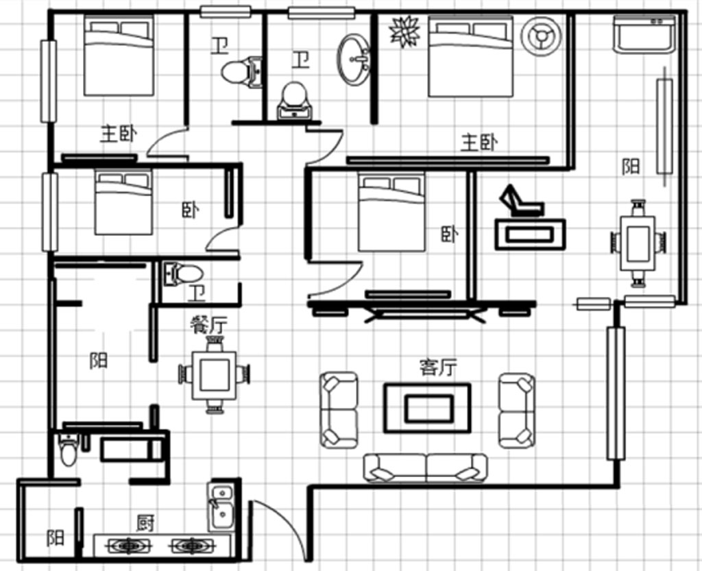 248平四居室户型图