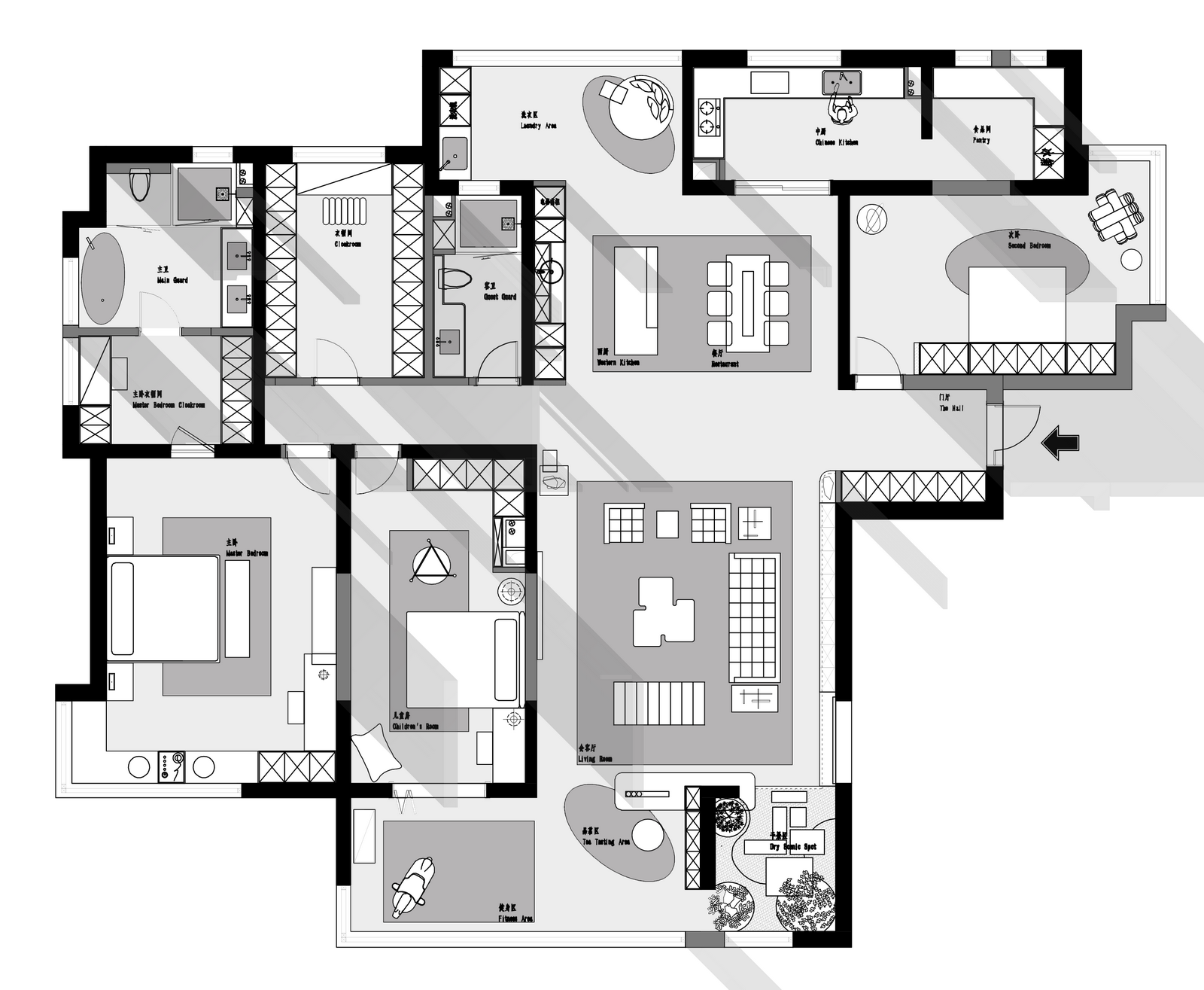 320平三居室户型图