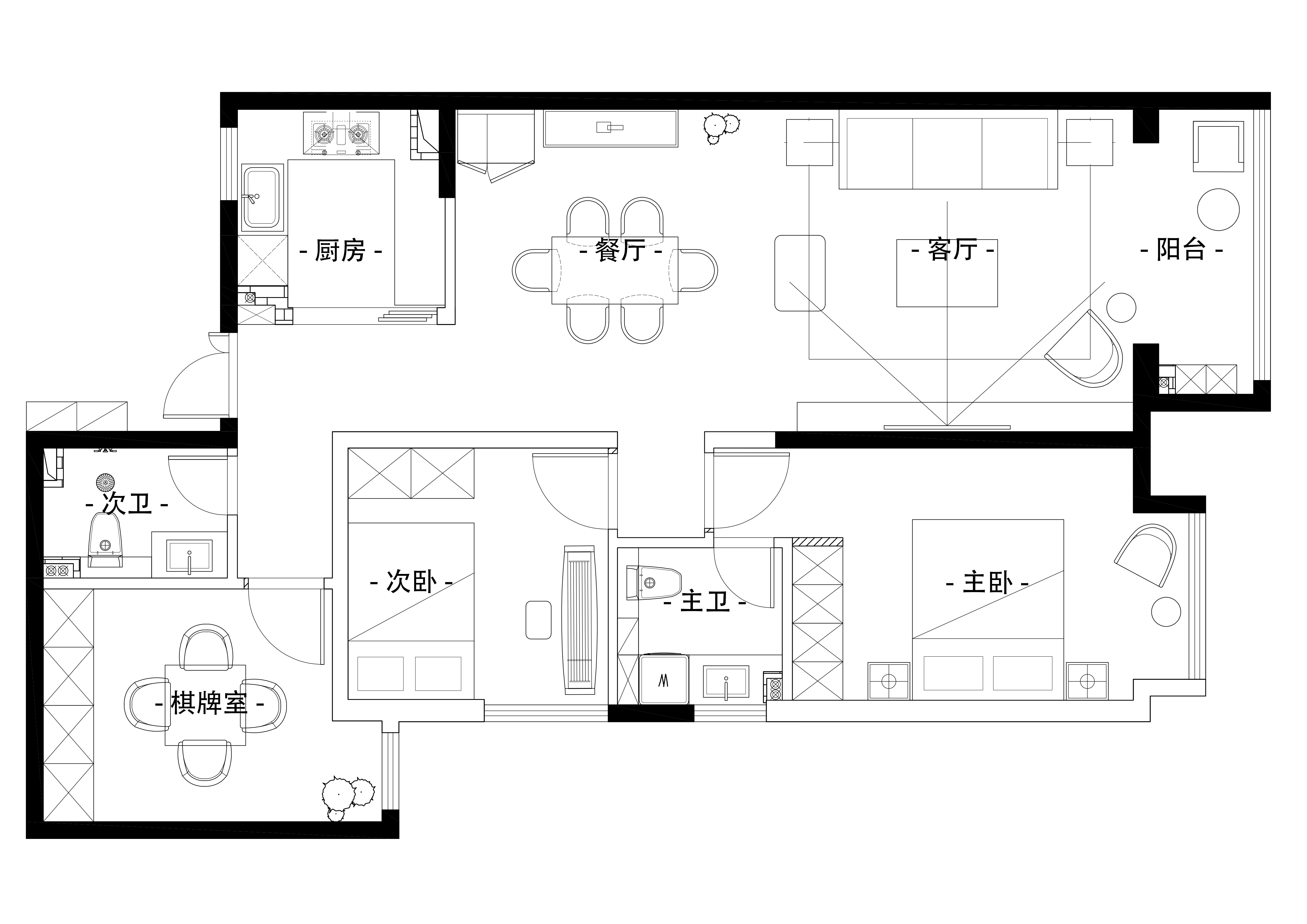 117平三居室户型图