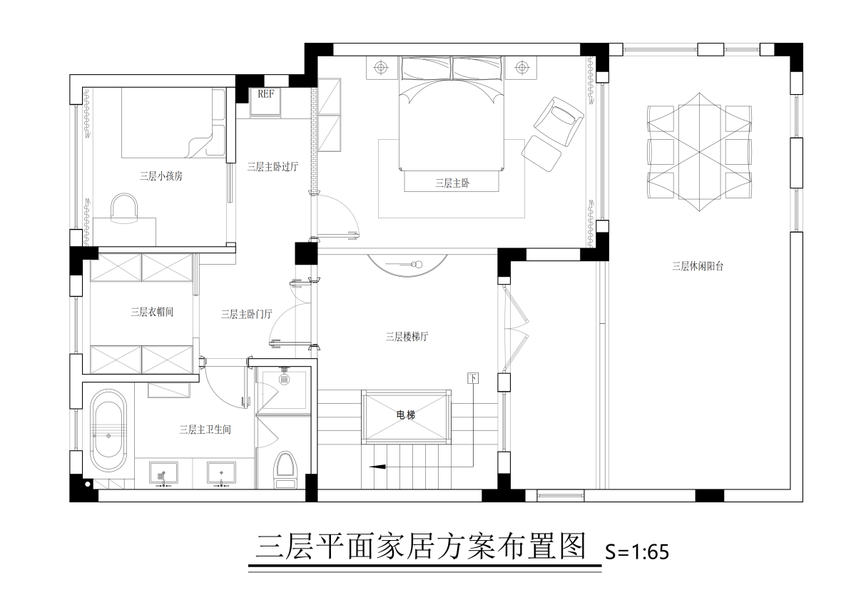 415平三居室户型图