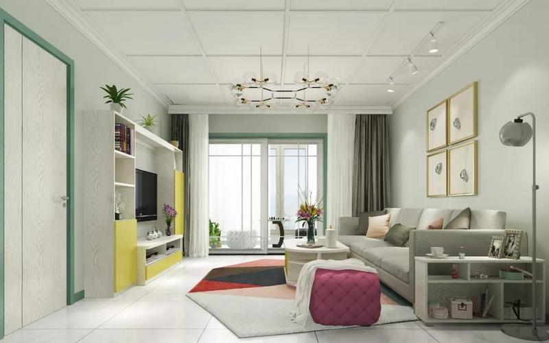 客厅-▲浅绿和白色交融，清新感扑鼻而来。电视柜、茶几、沙发边几将收纳功能和整洁大方的造型融为一体，轻松实现空间扩容。.jpg