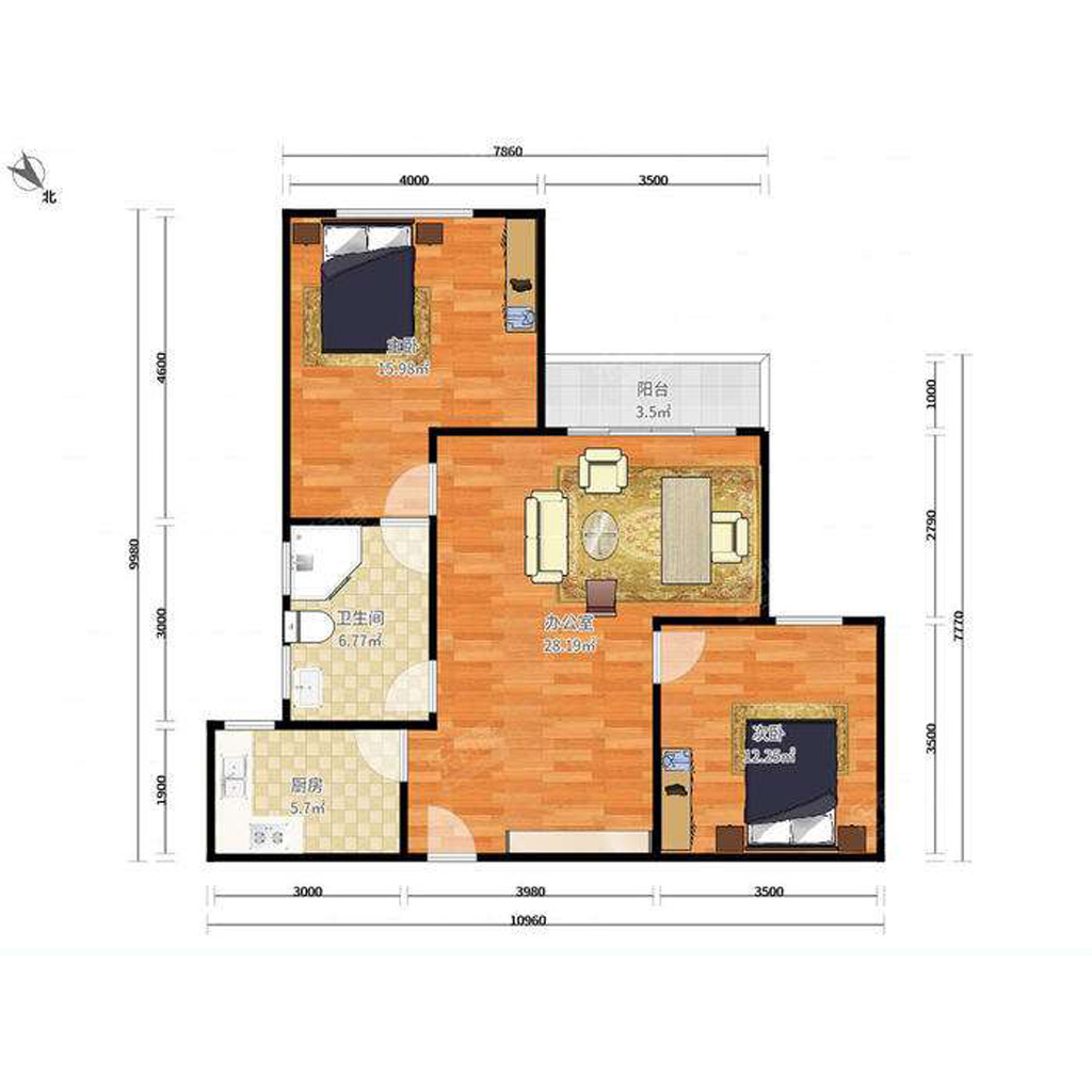 41平一居室户型图