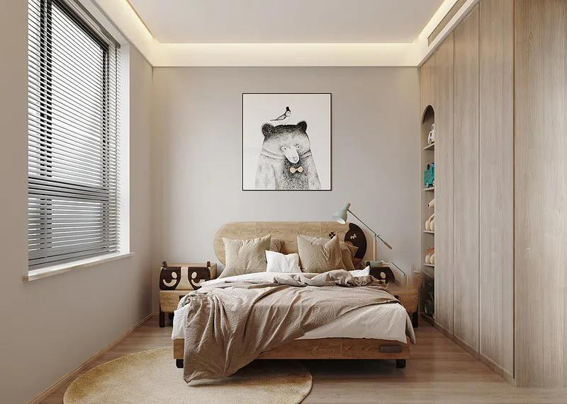 卧室-次卧延续了客厅的设计风格，用原木色作为空间的主色调，营造温馨而舒适的休憩空间。.jpg