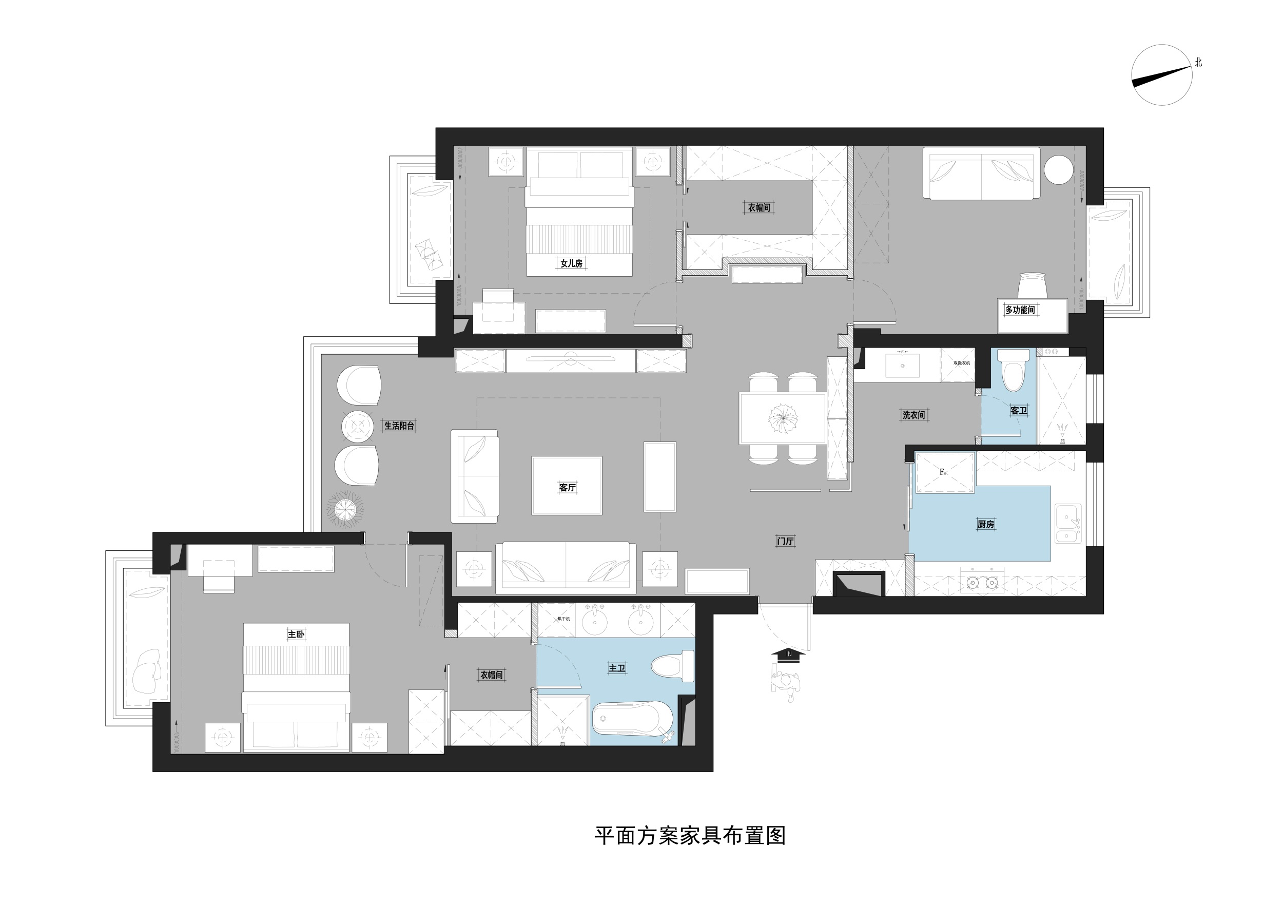 122平三居室户型图