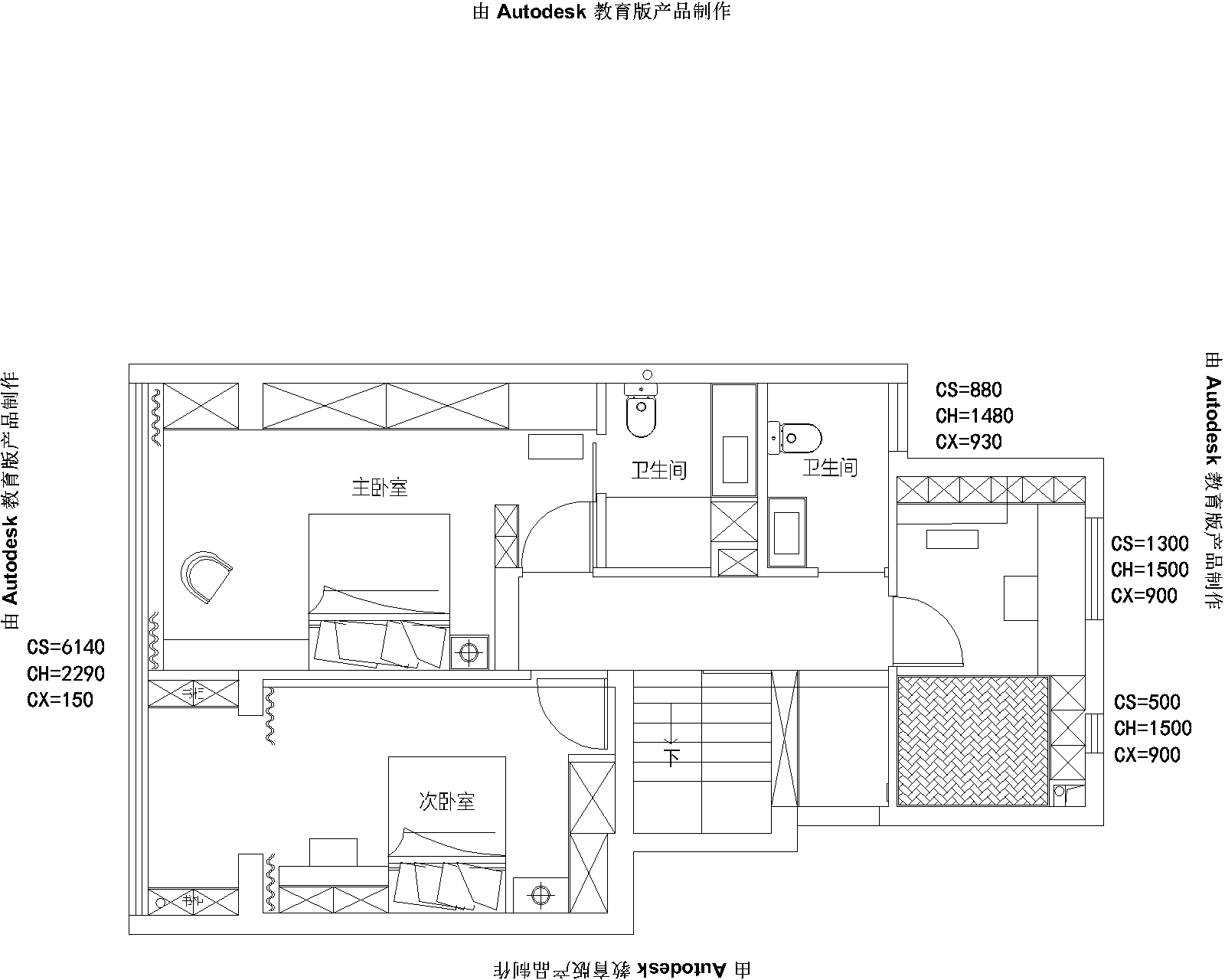 172平三居室户型图