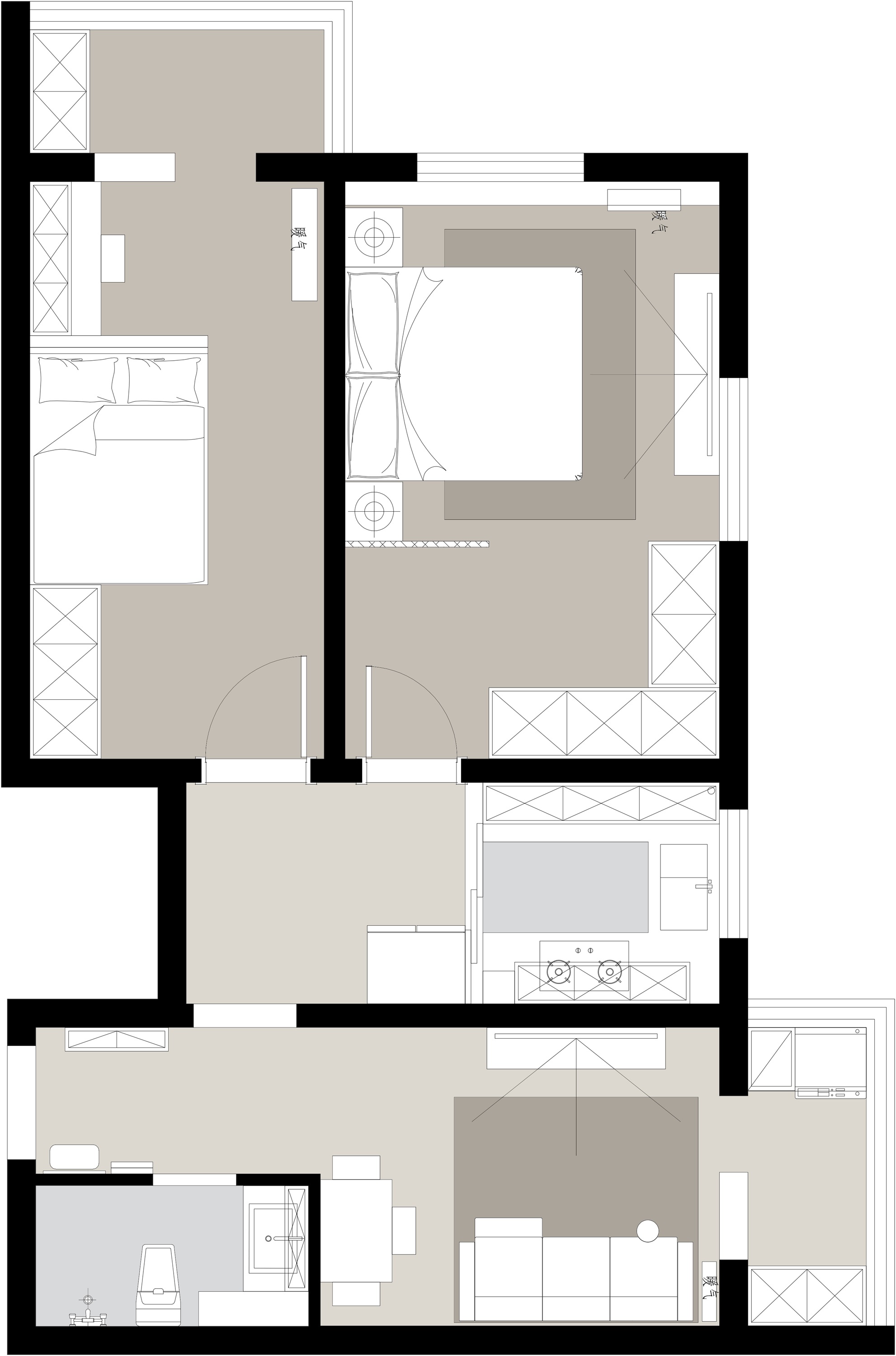 54平二居室户型图
