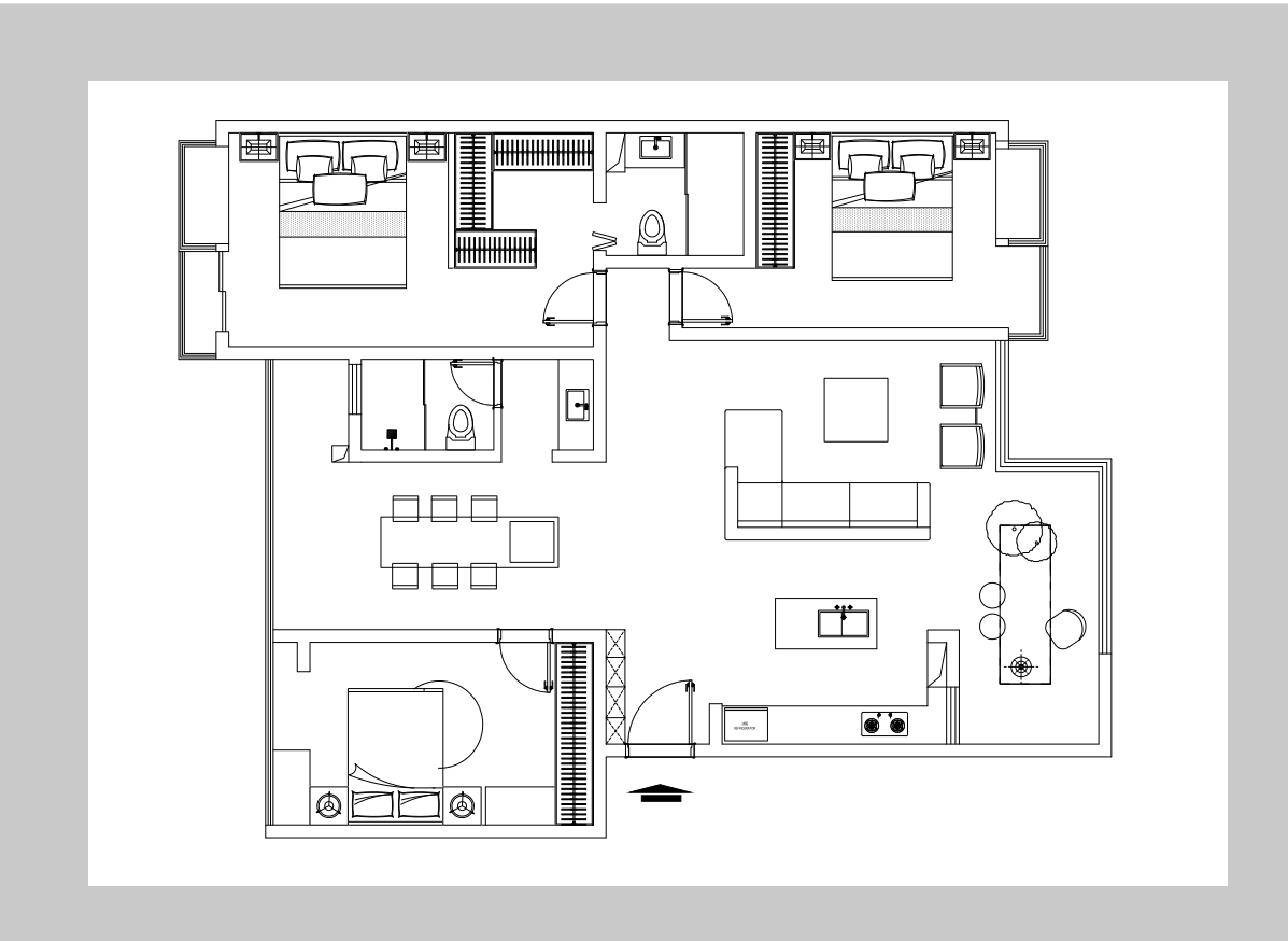 170平三居室户型图