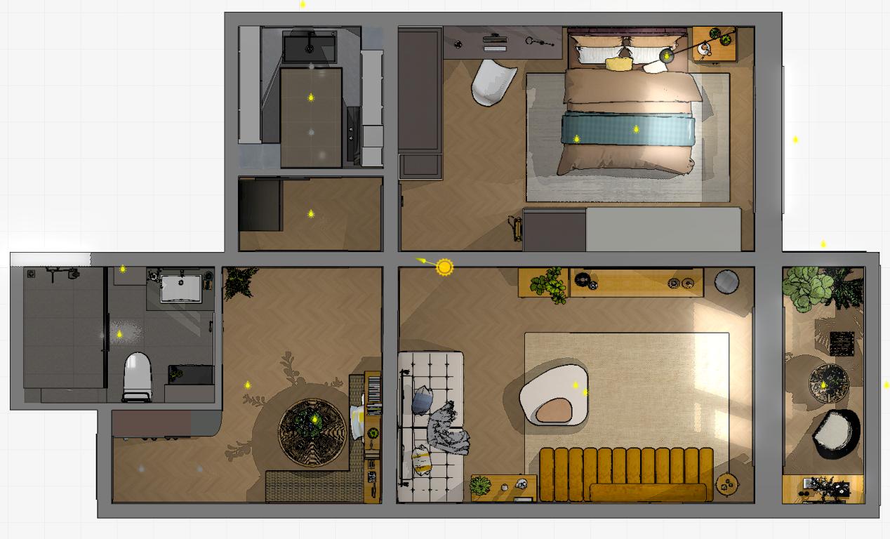 55平一居室户型图