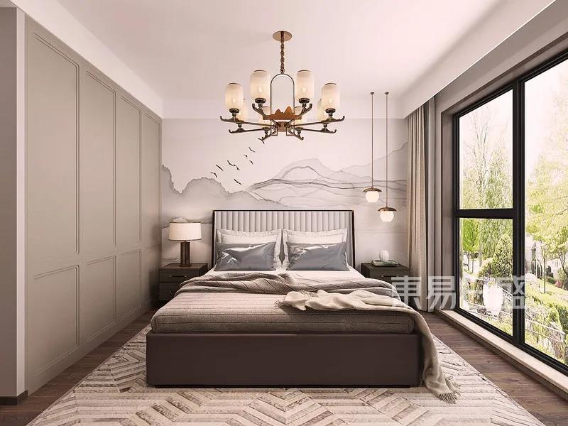 卧室-主卧用素雅的色调与壁画的结合，呈现生活最自然的状态，营造了干净、舒心的氛围。.jpg