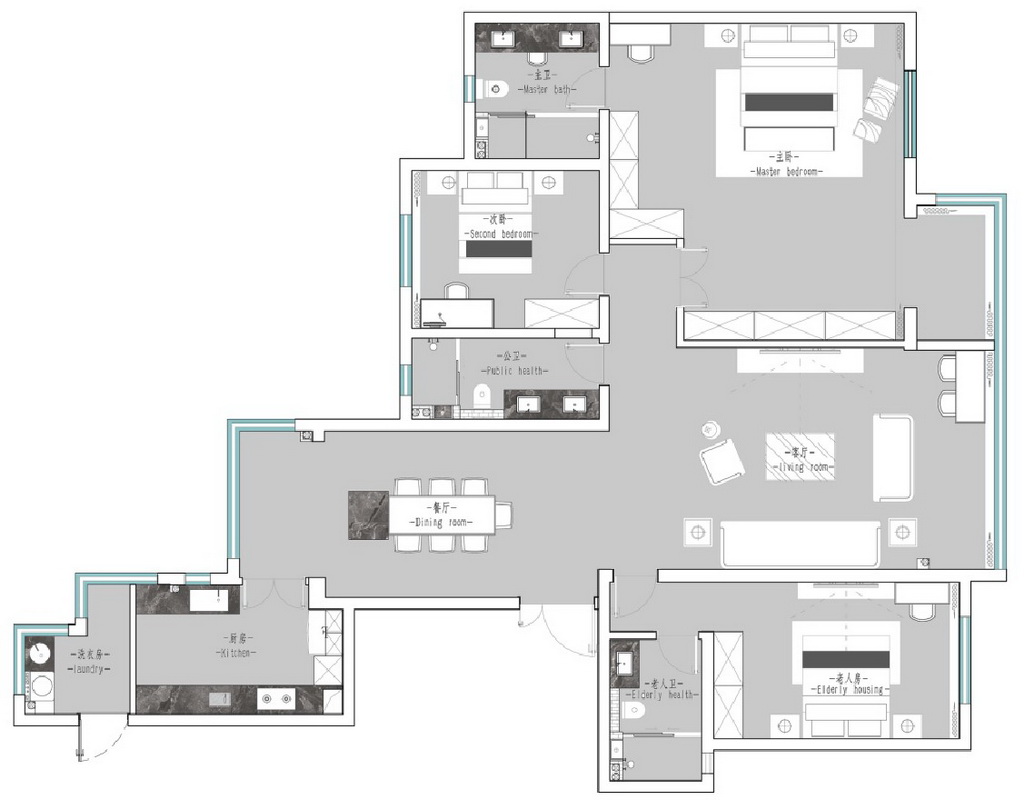 227平三居室户型图