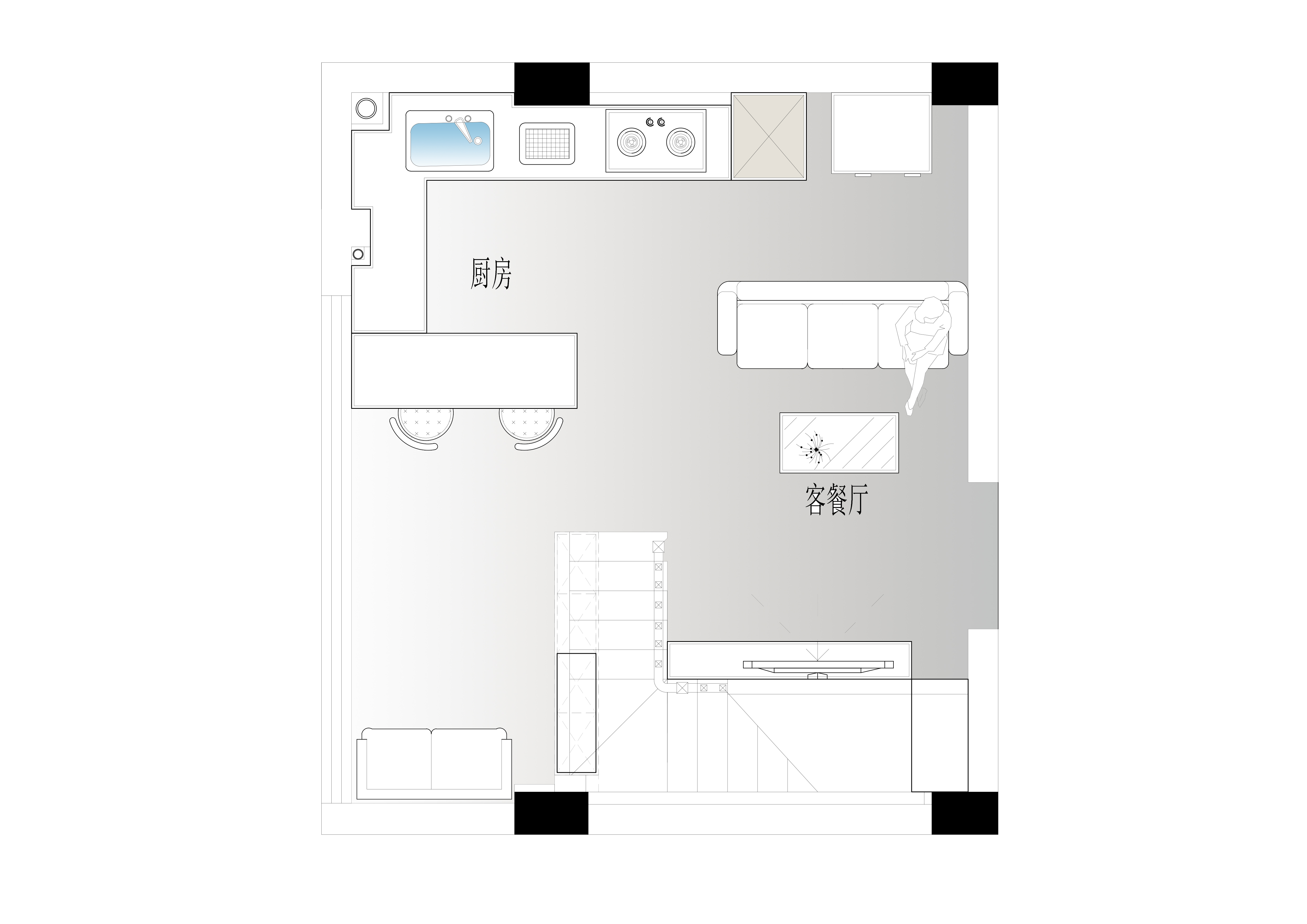 110平二居室户型图