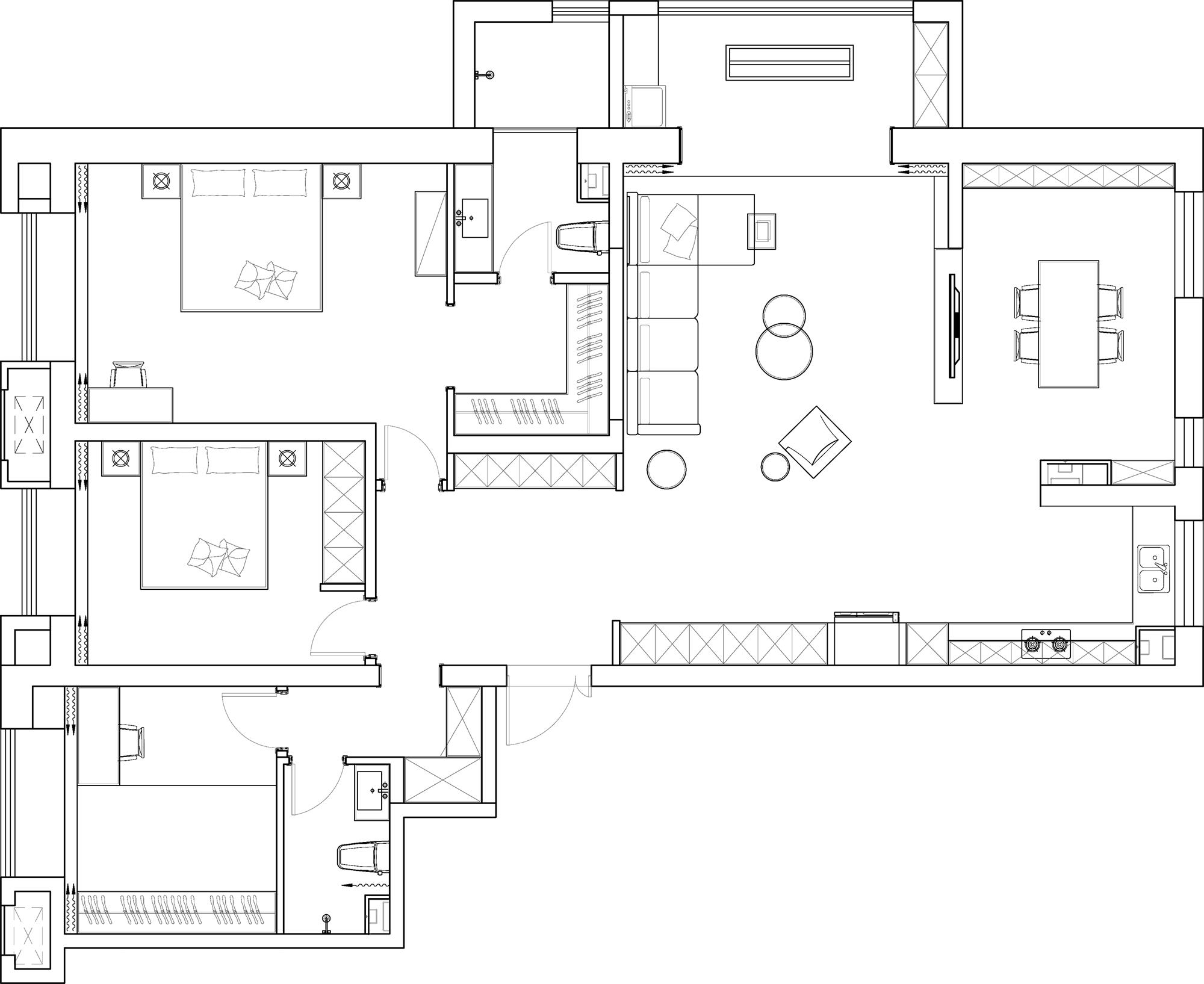 205平三居室户型图