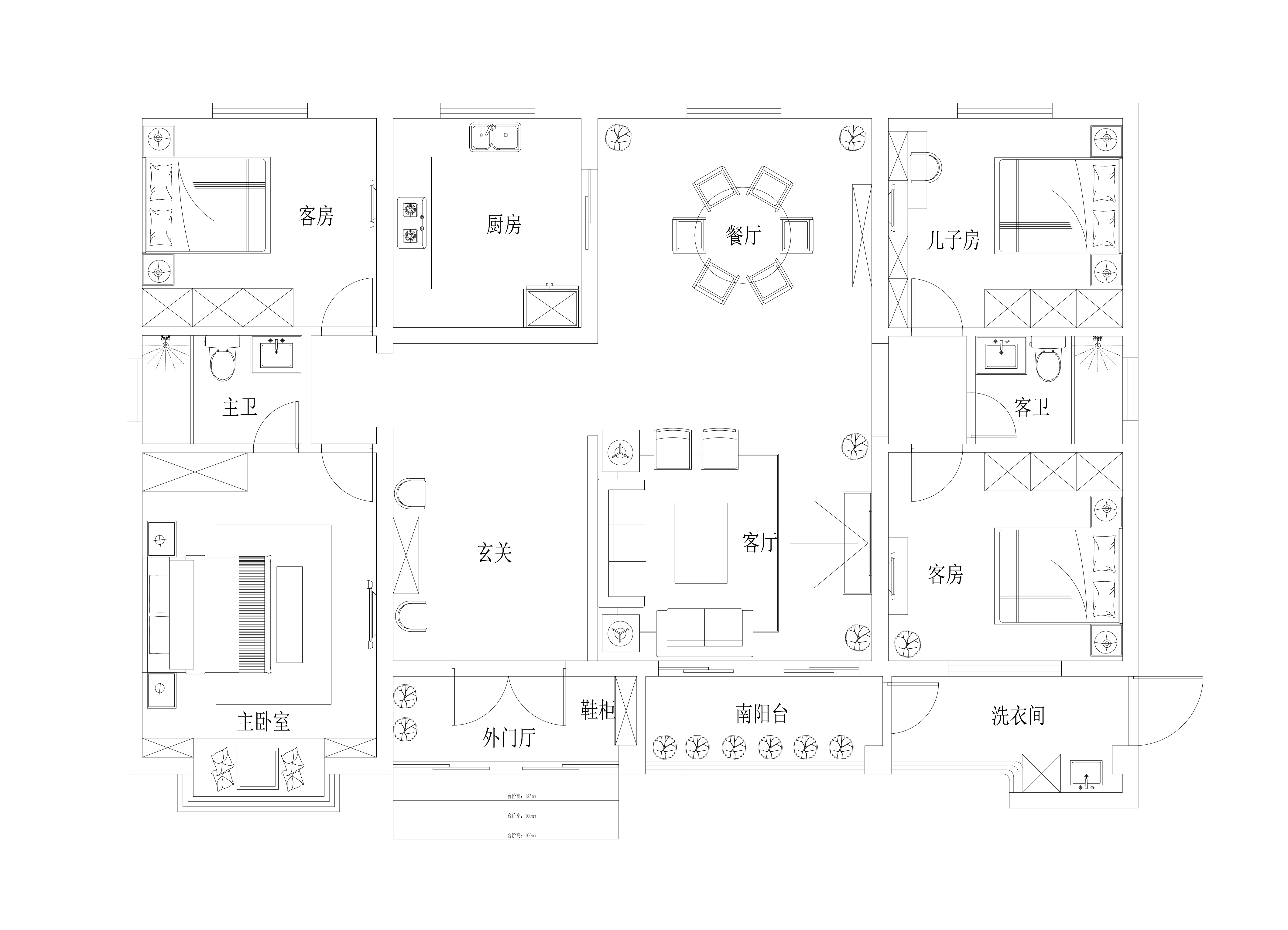 170平三居室户型图