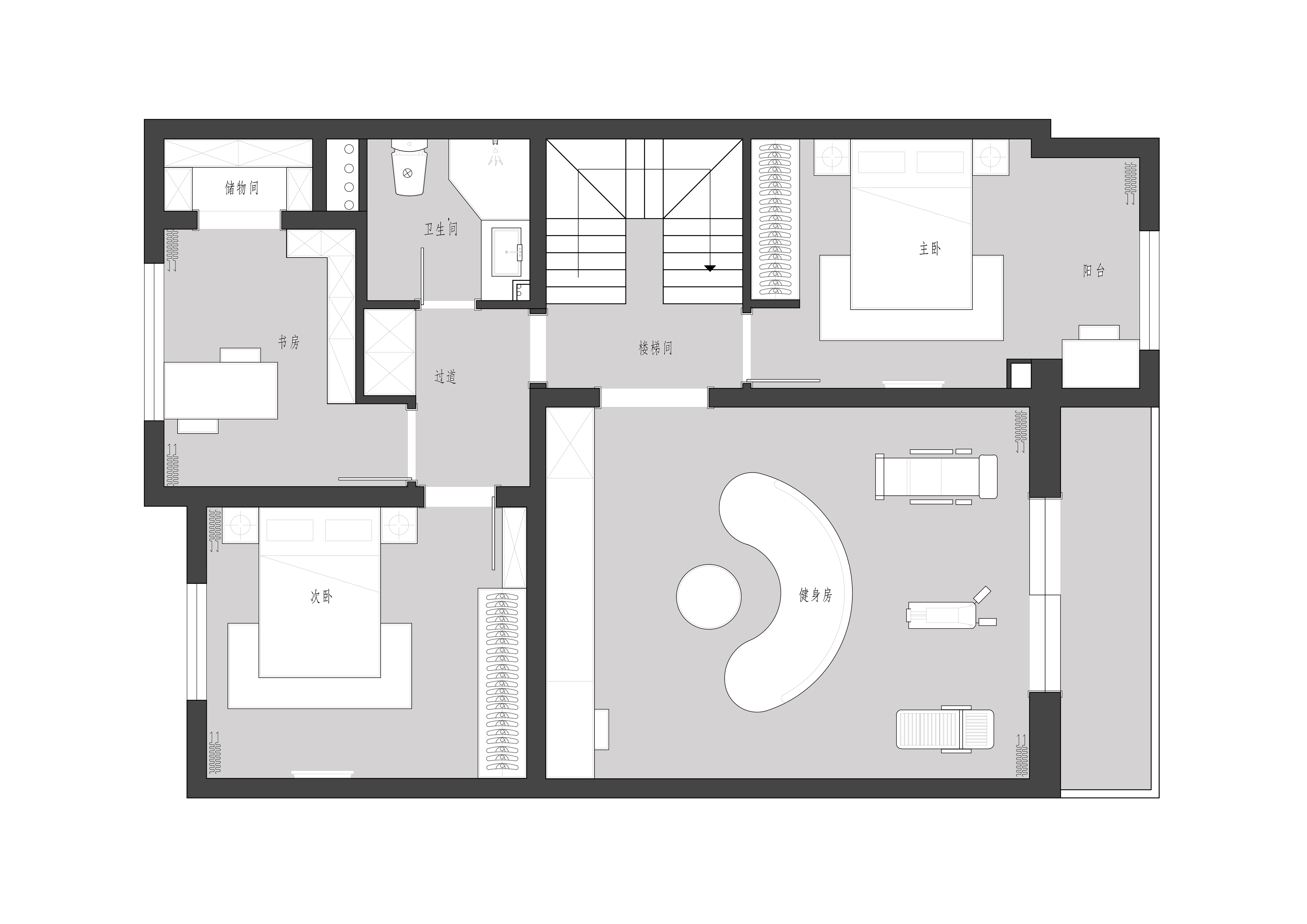 208平四居室户型图