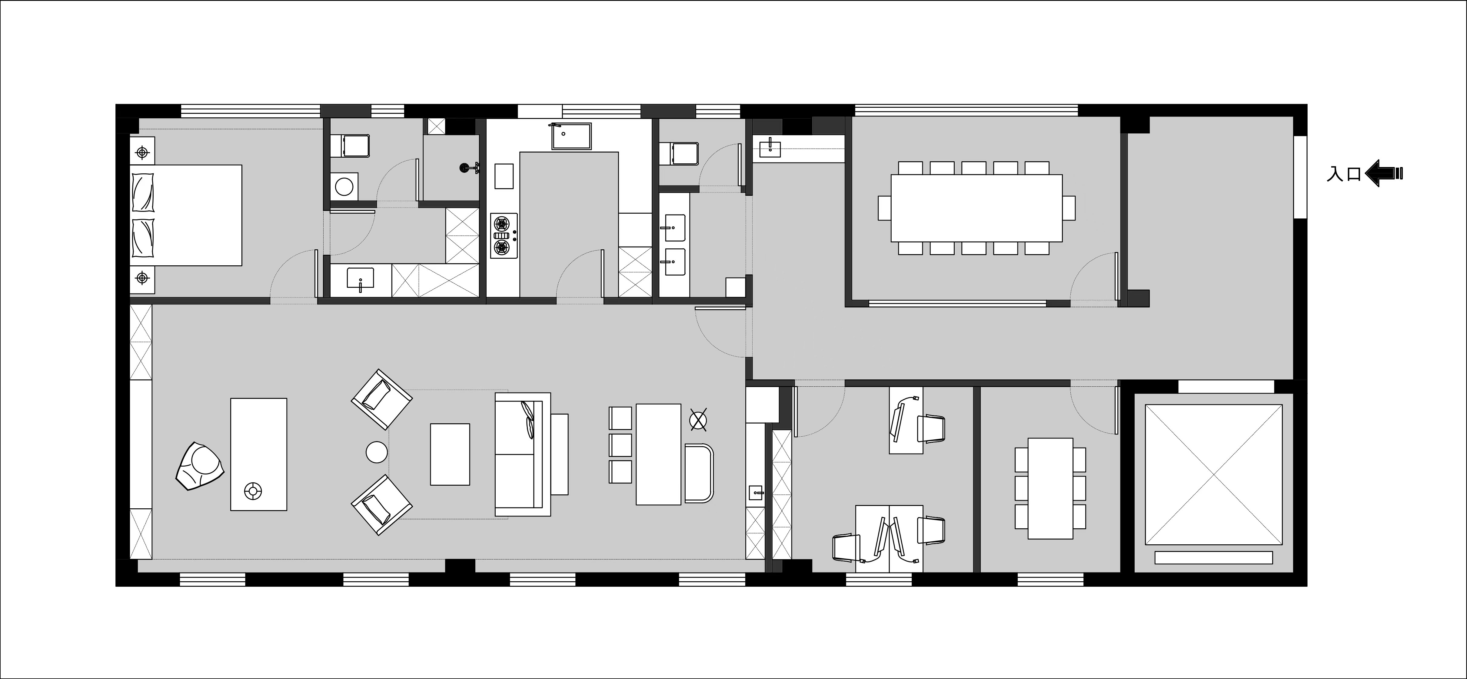 168平四居室户型图