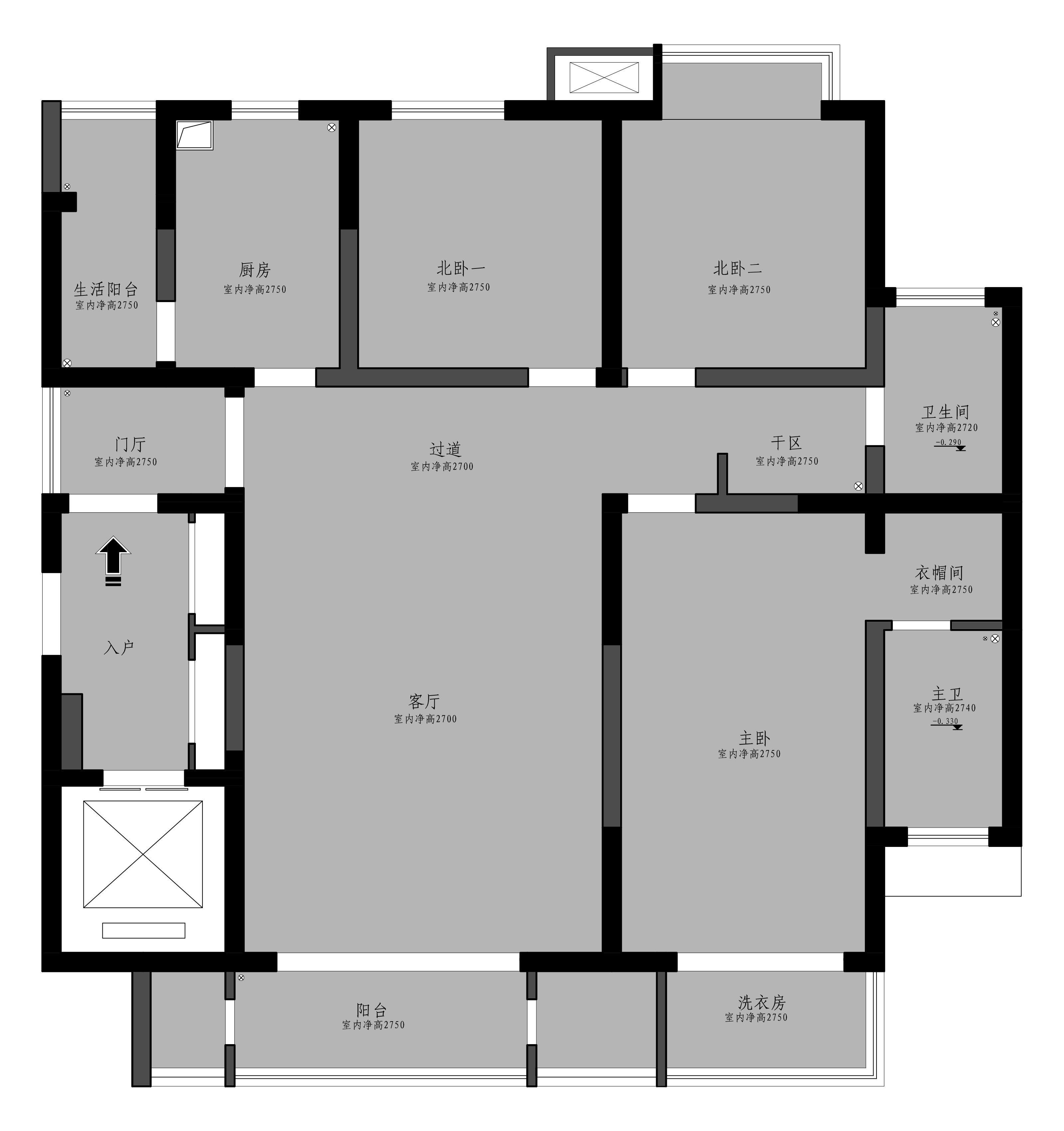 137平三居室户型图
