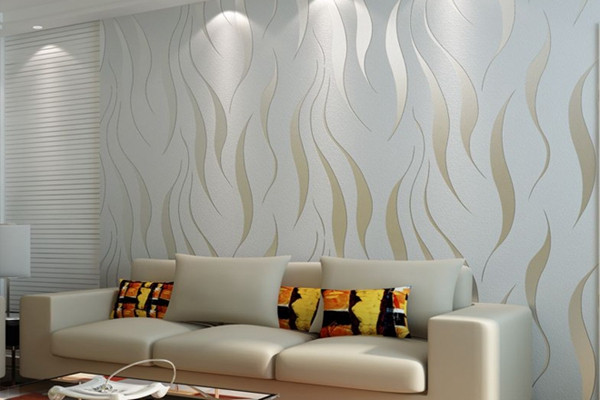 客厅沙发背景墙:贴上装饰墙纸