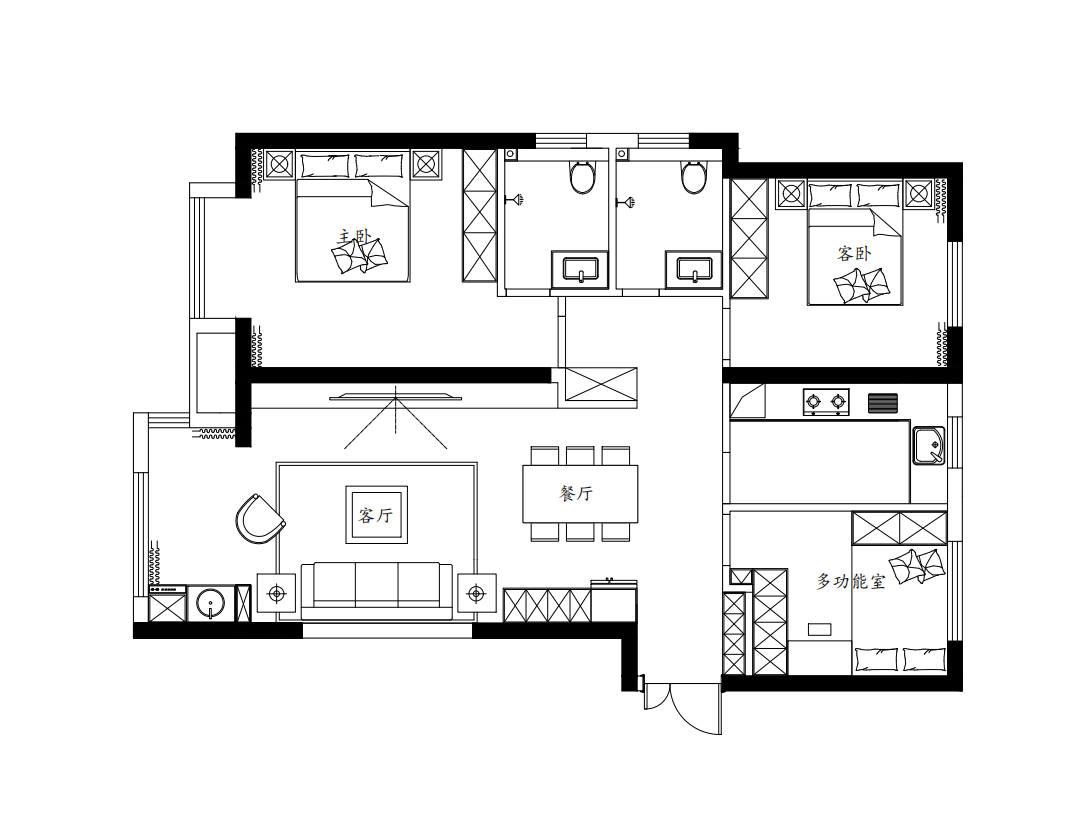 119平三居室户型图