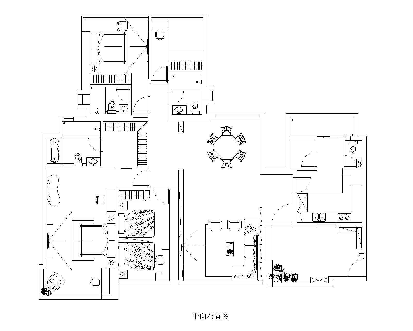 163平三居室户型图