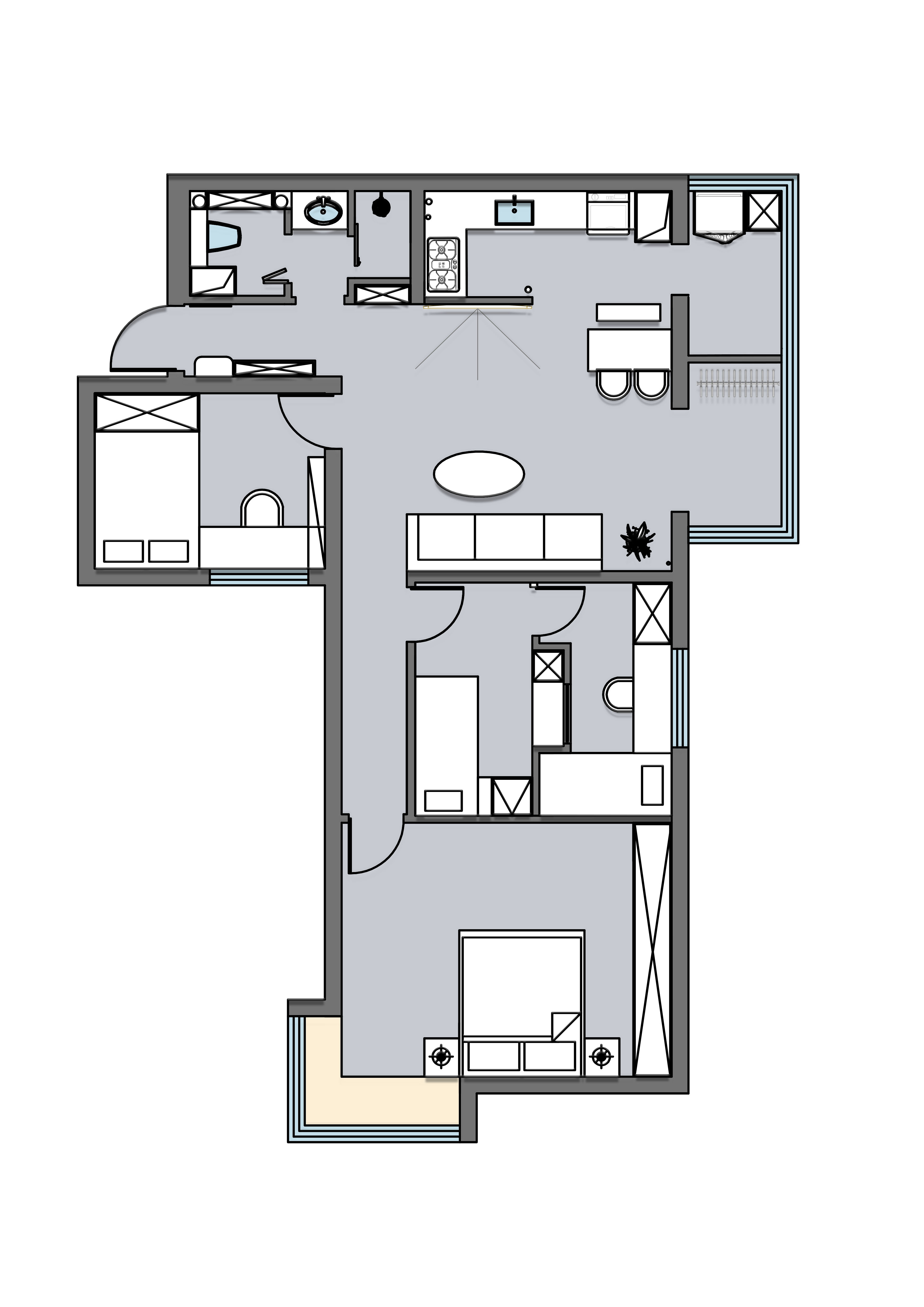 53平三居室户型图