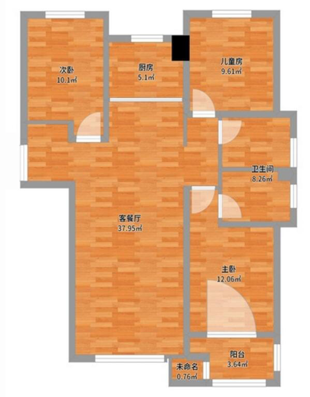 110平二居室户型图